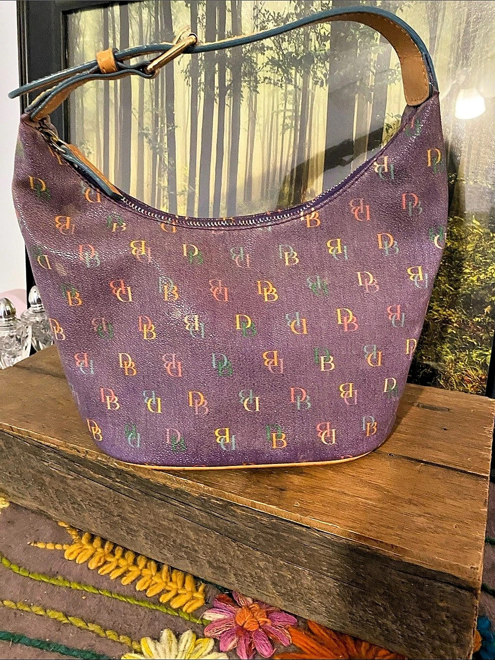 Dooney & Bourke Purple Monogram Hobo Bag